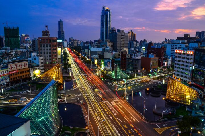 Streets at night in Taiwan.