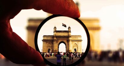 Photo of the Gateway of India as seen through a lens